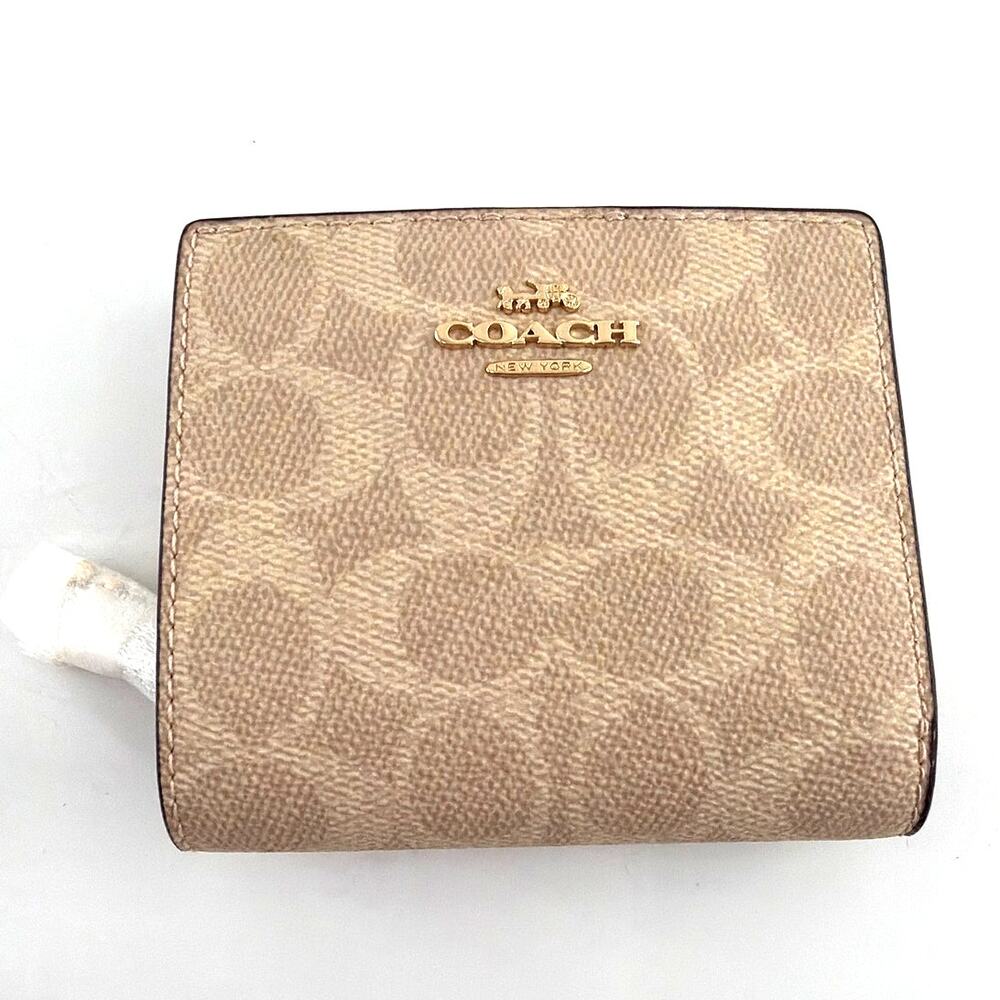Coach Women's Sand & Chalk Signature Canvas Logo Snap Wallet - Picture 3 of 10